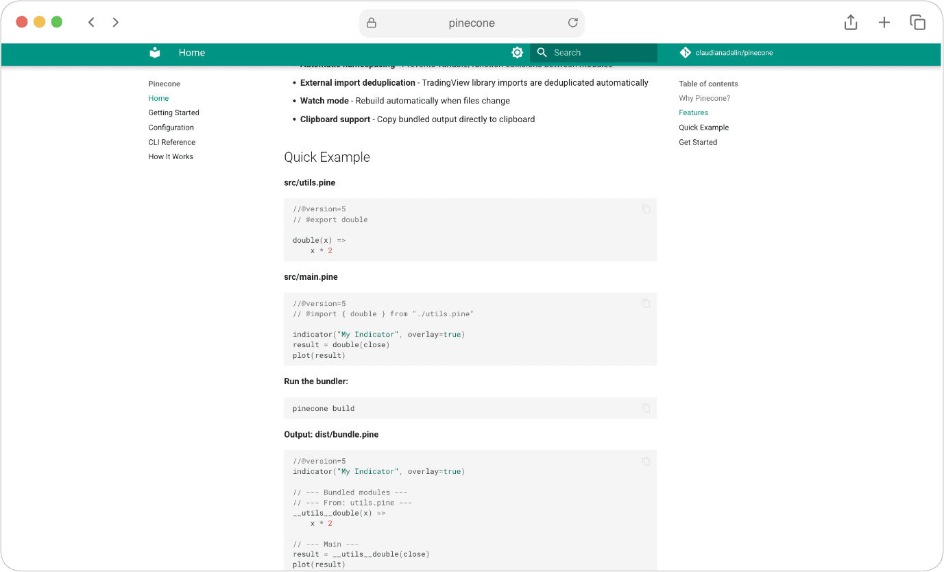 PineCone Documentation Home