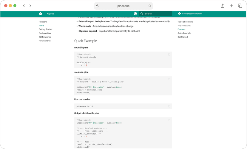 PineCone Documentation Home